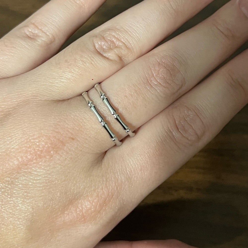 SS Bamboo Style Adjustable Ring
